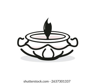 happy dewali line logo, happy dewali silhouette design vector