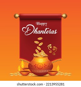 Happy Dhanteras with creative background