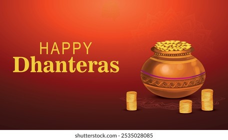 Plantilla de diseño de Dhanteras feliz con fondo
