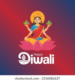 Happy Dhanteras with devi lakshmi social media post banner template