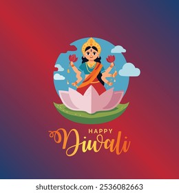 Happy Dhanteras with devi lakshmi social media post banner template