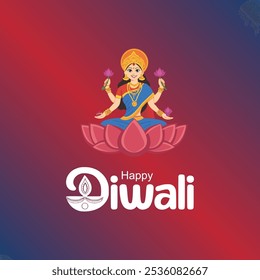 Happy Dhanteras with devi lakshmi social media post banner template