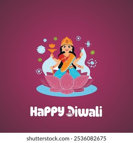 Happy Dhanteras with devi lakshmi social media post banner template