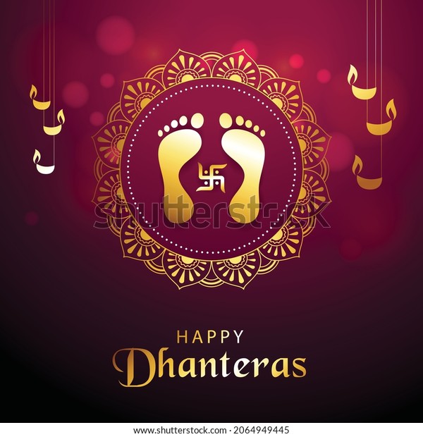 Happy Dhanteras Festival Greeting Decorative Elements Stock Vector ...