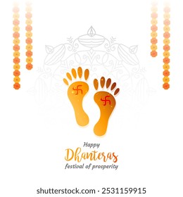 Feliz Festival de Dhanteras da Deusa da Prosperidade Maa Lakshmi Charan Paduka Design de Ilustração