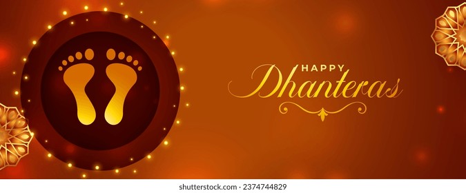 feliz cartel de los pies de la diosa dhanteras para la oración y el vector de bendición. Traducción: Feliz Dhanteras, dhan significa riqueza teras significa trece