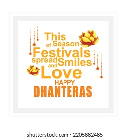 Happy Dhanteras Gold coin in Kalash or Pot and Diya lamp web page, poster and banner.