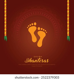 Happy Dhanteras Grußkarte und Post Hintergrund. Feier von Ganpati und laxmi puja Vektorgrafik.