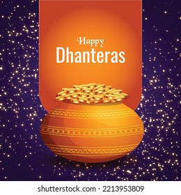 Happy Dhanteras greetings with creative background