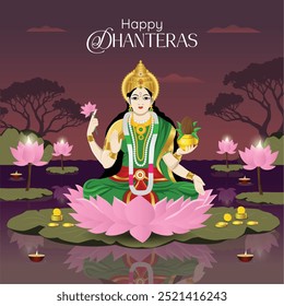 Happy Dhanteras Greetings VEctor Card