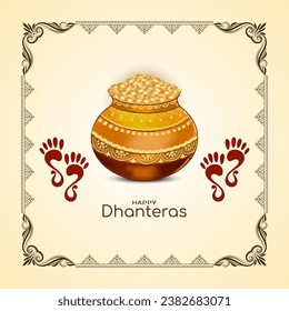 Happy Dhanteras Hindu cultural Indian festival background design vector