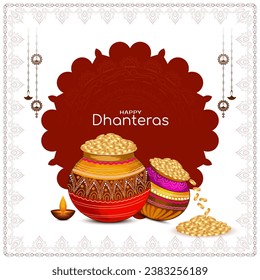 Happy Dhanteras Hindu cultural Indian festival background design vector