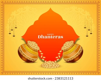 Happy Dhanteras Indian auspicious festival religious greeting background vector