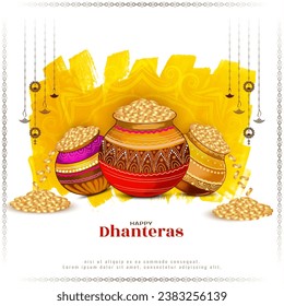 Happy Dhanteras Indian auspicious festival religious greeting background vector