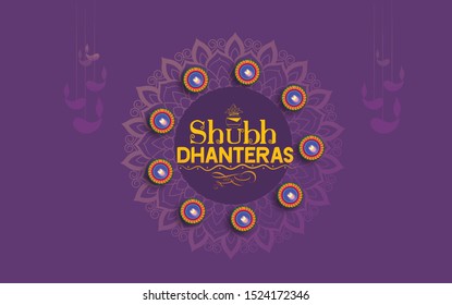 happy Dhanteras Indian Dhanteras Diwali festival celebration background. Happy dhanteras. Maa Lakshmi footprint