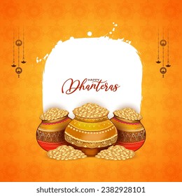 Happy Dhanteras Indian festival background with golden coins vector