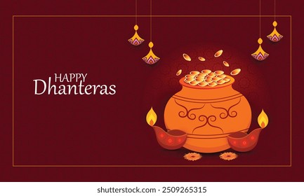 Feliz Dhanteras Indian festival saudação religiosa fundo