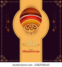 Happy Dhanteras Indian hindu religious festival background vector