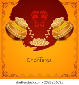 Happy Dhanteras Indian hindu religious festival background vector
