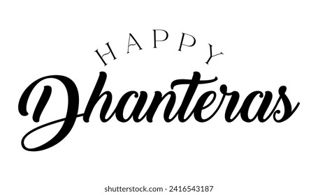 Happy Dhanteras lettering indian religious festival vector illustration.