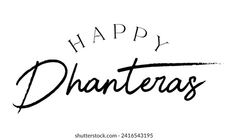 Happy Dhanteras lettering indian religious festival vector illustration.