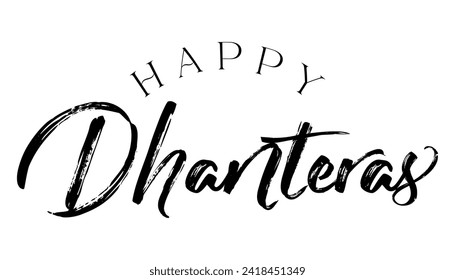 Happy Dhanteras lettering indian religious festival vector illustration.