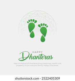 Happy Dhanteras Post e cartão de felicitações. Festival Hindu Shubh Dhanteras Celebração Mínima e Moderna Dhanatrayodashi Poster Vetor Ilustração