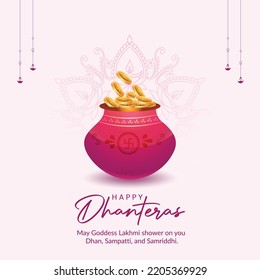 Happy Dhanteras Traditional Festival Banner Design Template.