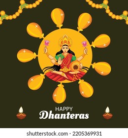 Happy Dhanteras traditional festival banner design template.