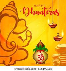 Happy Dhanteras wallpaper design, Vector Illustration.