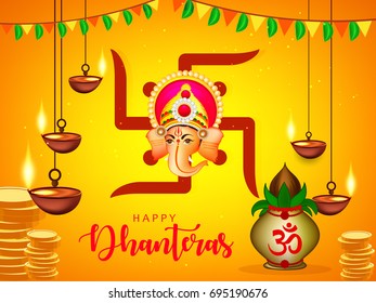 Happy Dhanteras wallpaper design, Vector Illustration.