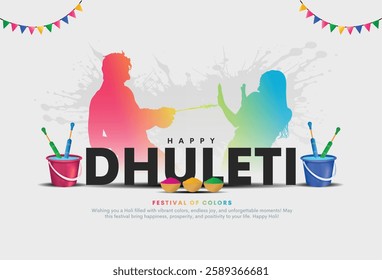 Happy dhuleti festival of colors. Happy holi colorful background design. Creative vector illustration EPS10.