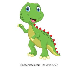 Happy dinosaur cartoon on white background vector illustration