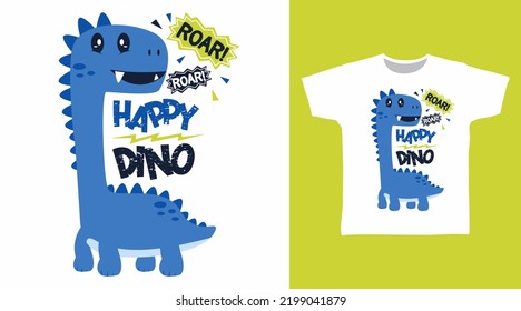 Happy dinosaur cartoon tshirt art designs