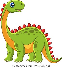 Happy dinosaur cartoon vector illustration on white background