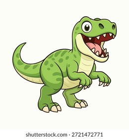 Ilustración de personaje de dinosaurio feliz, dibujos animados de Vector de dinosaurio feliz 