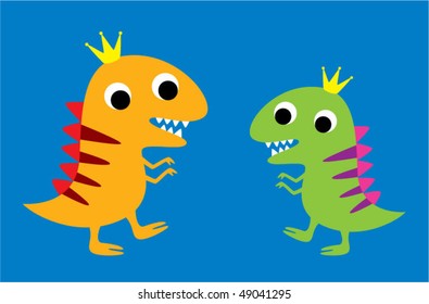 happy dinosaur couple