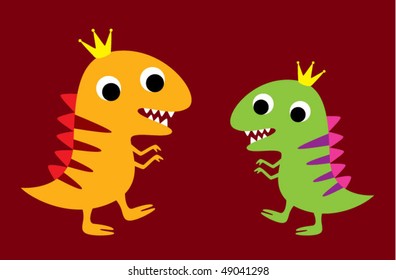 happy dinosaur couple
