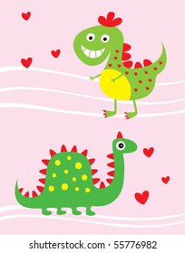 happy dinosaur couple