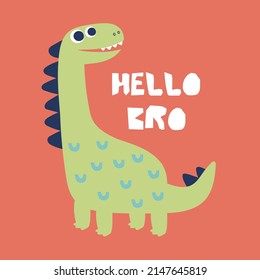 happy dinosaur drawing as vector for tee print