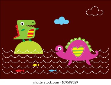 happy dinosaur friendship
