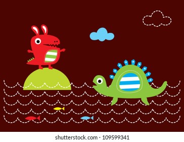happy dinosaur friendship