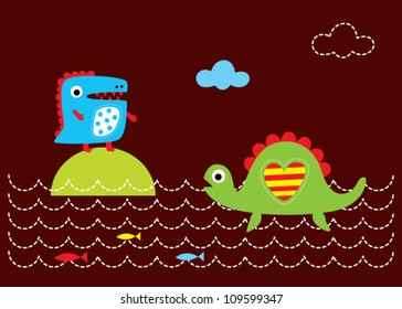 happy dinosaur friendship