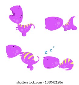 happy dinosaur set cute cartoon vector template design illustration