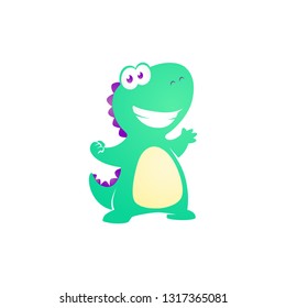 Happy Dinosaur Spreading Arms And Smiling Children Illustration