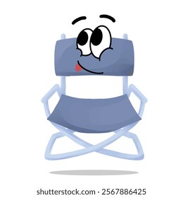 happy director's chair mascot vector illustrations. fun and playful concept. hobby, interest, creative, entertainment, film, movie, industry and cinema themes