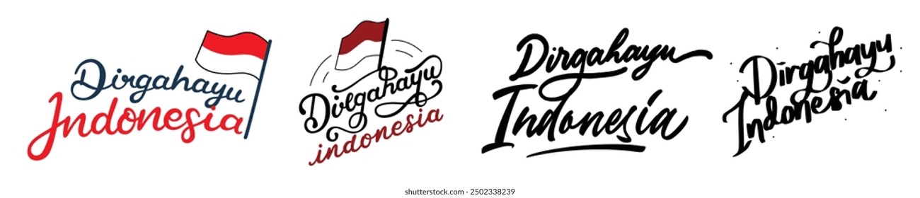 Happy dirgahayu indonesia.17 august happy dirgahayu indonesia day. text lttering happy dirgahayu indonesia.