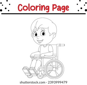 happy disabled boy wheelchair coloring page