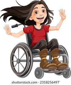 Happy Disabled Person in Rollstuhl-Illustration