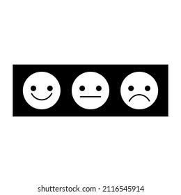 Happy, dissatisfied and sad face. Different emotion. Customer service. Outline symbol. Vector illustration. Stock image. 